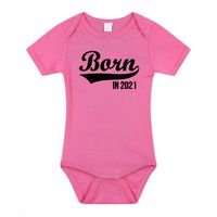 Born in 2021 cadeau baby rompertje roze meisjes - thumbnail