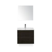 Seville Badmeubelset 60 cm - Black Oak Edge greep - Wastafel Enjoy - met Spiegel
