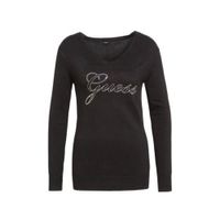 GUESS longsleeve Doriane met strass steentjes zwart - thumbnail