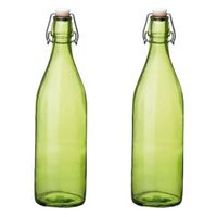 5x stuks groene giara flessen met beugeldop 30 cm van 1 liter