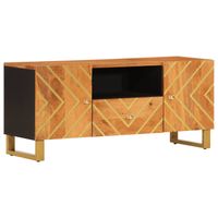 vidaXL Tv-meubel 105x33,5x46 cm massief mangohout bruin en zwart - thumbnail