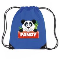 Pandy de Panda trekkoord rugzak / gymtas blauw voor kinderen   - - thumbnail