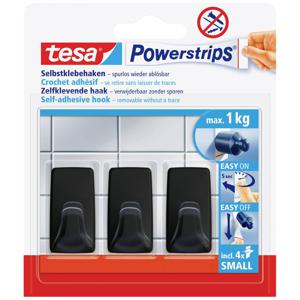 tesa Black Hooks S Powerstrips kleefhaak klein vierkant (b x h) 14 mm x 34 mm Zwart Inhoud: 3 stuk(s)