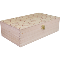 Wijnkist | Hexagon | 2 flessen | scharnierdeksel | 335x185x90mm | hout | naturel | 6 stuks