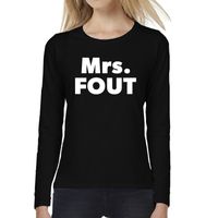 Dames fun text t-shirt long sleeve Mrs. FOUT zwart 2XL  -