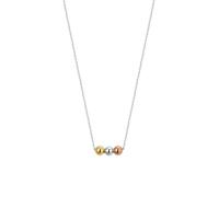 14k Tricolor Gouden Collier Drie Bolletjes 3mm 40-44cm