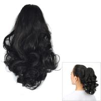 Natuurlijke korte krullend haar clip-on pear Blossom Roll paardestaart pruik (zwart)