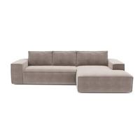 Slaapbank rechte hoek dunlopillo fluweel taupe 140cm - thumbnail