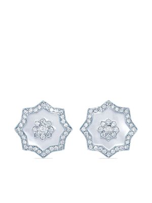 David Morris boucles d'oreilles en or blanc 18ct pavées de diamants - Argent