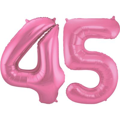 Folat Verjaardag Leeftijd folieballon - 45 jaar - roze - 86 cm - cijferballon groot