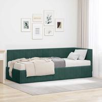 Hoekbedframe met matras Donkergroen 80 x 200 cm Fluweel