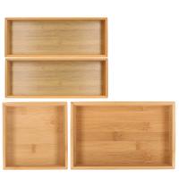 Lade bakjes organiseer set - 4x delig - bamboe hout - opbergsysteem - 38 x 51 cm