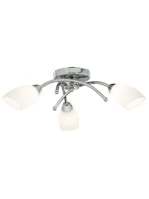 Plafondlamp Opera 3Lt -Chrome Metal & Opal Glass