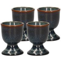 Cosy & Trendy Eierdopje - 4x stuks - aardewerk - donkerblauw - 5 cm - Houders voor gekookte eieren