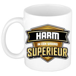 Naam mok Harm - wit - Superieur - keramiek - 300 ml - cadeau collega beker