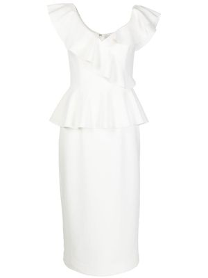 Rebecca Vallance robe Grace mi-longue à volants - Blanc