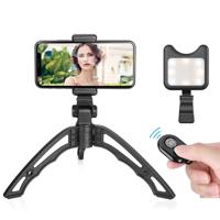 APEXEL draagbare Handheld lui Live uitzending Desktop vouwen universele Bluetooth statief telefoonhouder met zaklamp