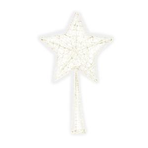 Kerst piek - ster vorm - wit - glitter - 28 cm - kunststof - kerstboompiek - kerstversiering