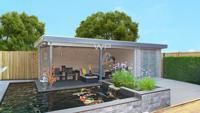 Woodpro Sibbe Tuinhuis 700x350 cm 28 mm vuren blank- Plat dak- Onbehandeld vurenhout- Woodpro