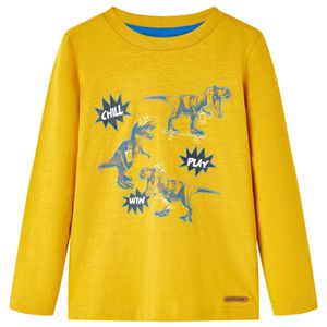 Kindershirt met lange mouwen 116 okerkleurig