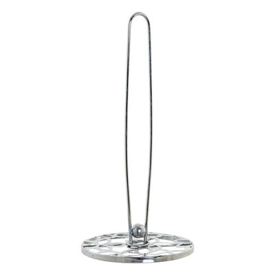 RVS keukenrolhouder zilver met bloemetjespatroon D14 x H29 cm