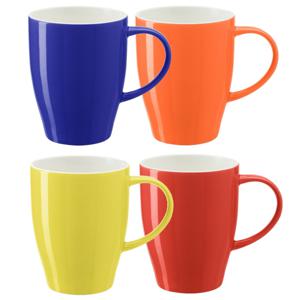 Koffie mokken/bekers Paris - 4x - porselein - multi kleuren - 350 ml - stijlvolle vorm