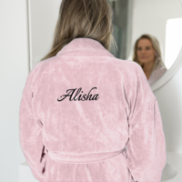 Dames badjas borduren - Roze - S/M
