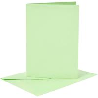 Kaarten en enveloppen, afmeting kaart 10,5x15 cm, afmeting envelop 11,5x16,5 cm, 120+210 gr, lichtgroen, 6 set/ 1 doos