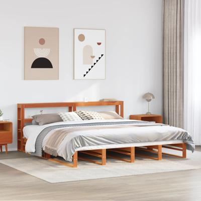 Bedframe zonder matras massief grenenhout wasbruin 180x200 cm