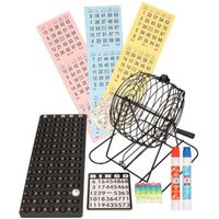 Bingo spel zwart/wit complete set 29 cm nummers 1-75 met molen/168x bingokaarten/2x stiften - thumbnail