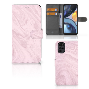 Motorola Moto G22 Bookcase Marble Pink - Origineel Cadeau Vriendin