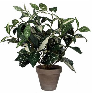 Cordyline kunstplant/kamerplant groen in grijze sierpot H33 cm x D25 cm   -