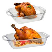 Ovenschaal van borosilicaat glas - set van 2 - rechthoek - 2.5 en 3.5 liter - serveerschaal