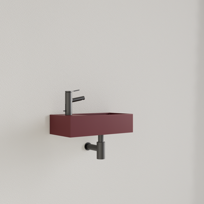 Fontein Gliss Design Nano 36x18x9 cm 1 Kraangat Links Mat Wijn Rood