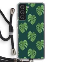 Monstera leaves: Samsung Galaxy S21 FE Transparant Hoesje met koord - thumbnail