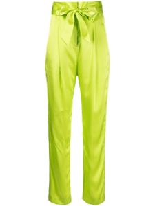 Michelle Mason pantalon en soie plissée à taille haute - Vert