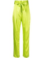 Michelle Mason pantalon en soie plissée à taille haute - Vert - thumbnail