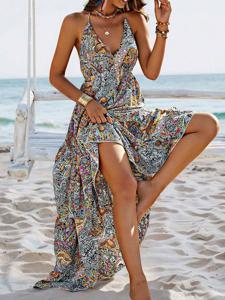 Vacation Ethnic Dress With No