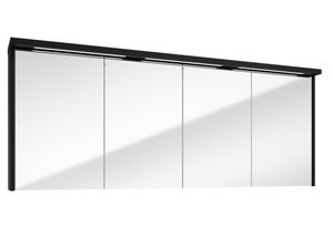 Fontana Grado spiegelkast met verlichting 157cm 4 deuren zwart mat