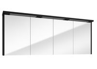 Fontana Grado spiegelkast met verlichting 157cm 4 deuren zwart mat - thumbnail