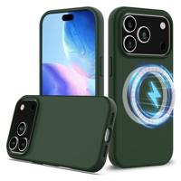 Lunso iPhone 17 Pro hoesje - Flexibel siliconen Backcover met MagSafe - Groen