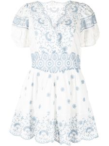 LoveShackFancy robe courte Valente en broderies anglaises - Blanc