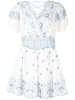 LoveShackFancy robe courte Valente en broderies anglaises - Blanc