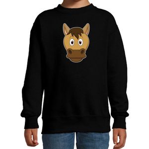 Cartoon paard trui zwart voor jongens en meisjes - Cartoon dieren sweater kinderen