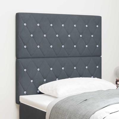 LED Hoofdbord met LED -striplichten Donkergrijs 90 cm Fluweel