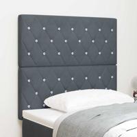 LED Hoofdbord met LED -striplichten Donkergrijs 90 cm Fluweel