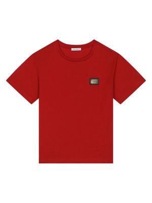 Dolce & Gabbana Kids t-shirt en coton à plaque logo - Rouge