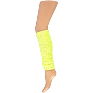 Pluche beenwarmers neon geel