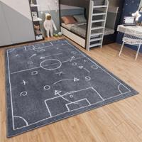 Vloerkleed Kids Football Gameplan - Grijs maat: 235x160cm - materiaal: Polypropyleen - Dekbed-Discounter.nl