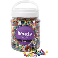 Creativ Company Pony kralen, d 6 mm, gatgrootte 3 mm, ca. 3830 stuk, diverse kleuren, 425 gr, 700 ml/ 1 doosje